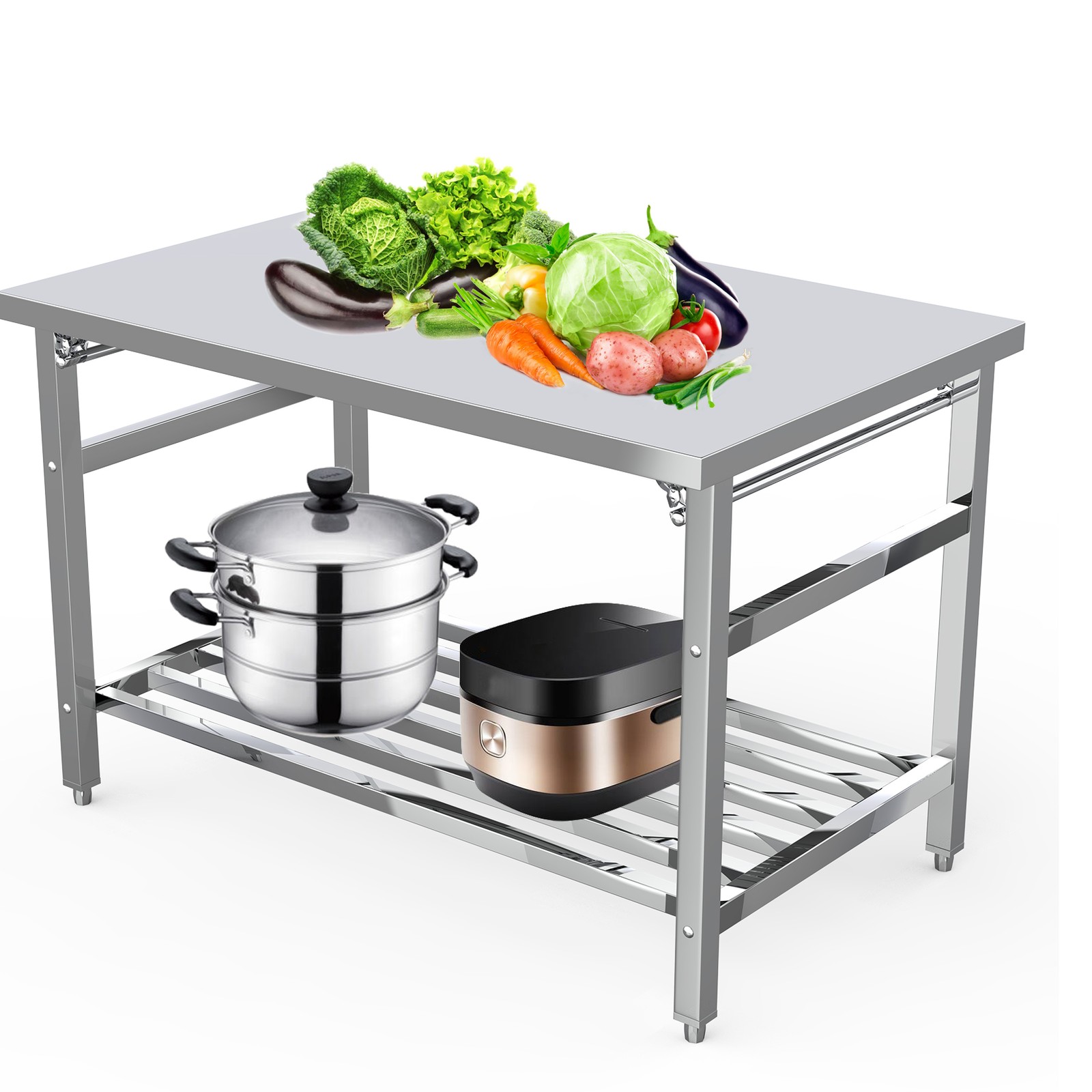Stainless Steel Floding Table 48x30Inch Commercial Work Table Kitchen Prep Table
