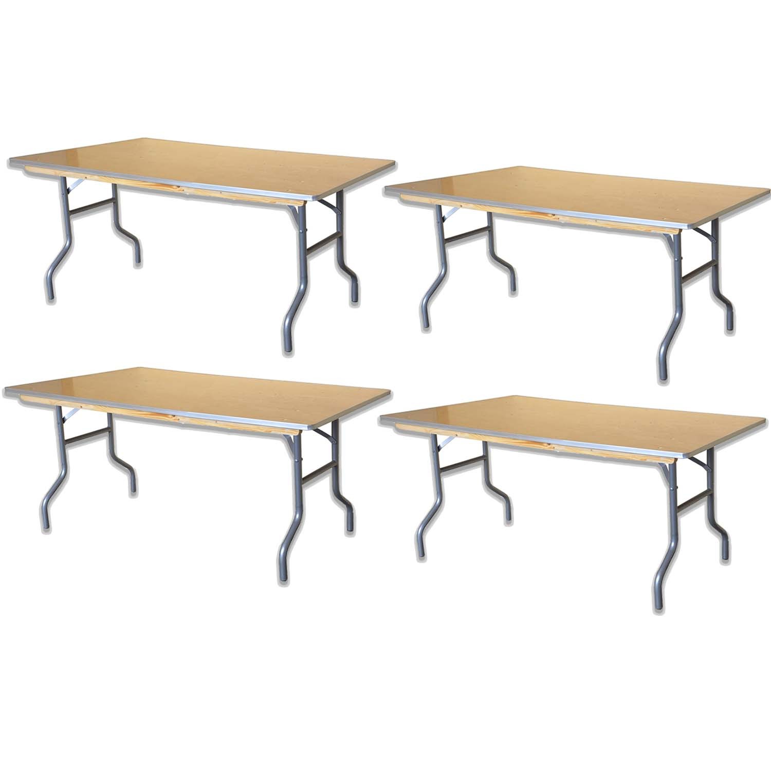 Wood Folding Table 4ft Rectangle Banquet Dining Event Party Reception BBQ 4 Pack