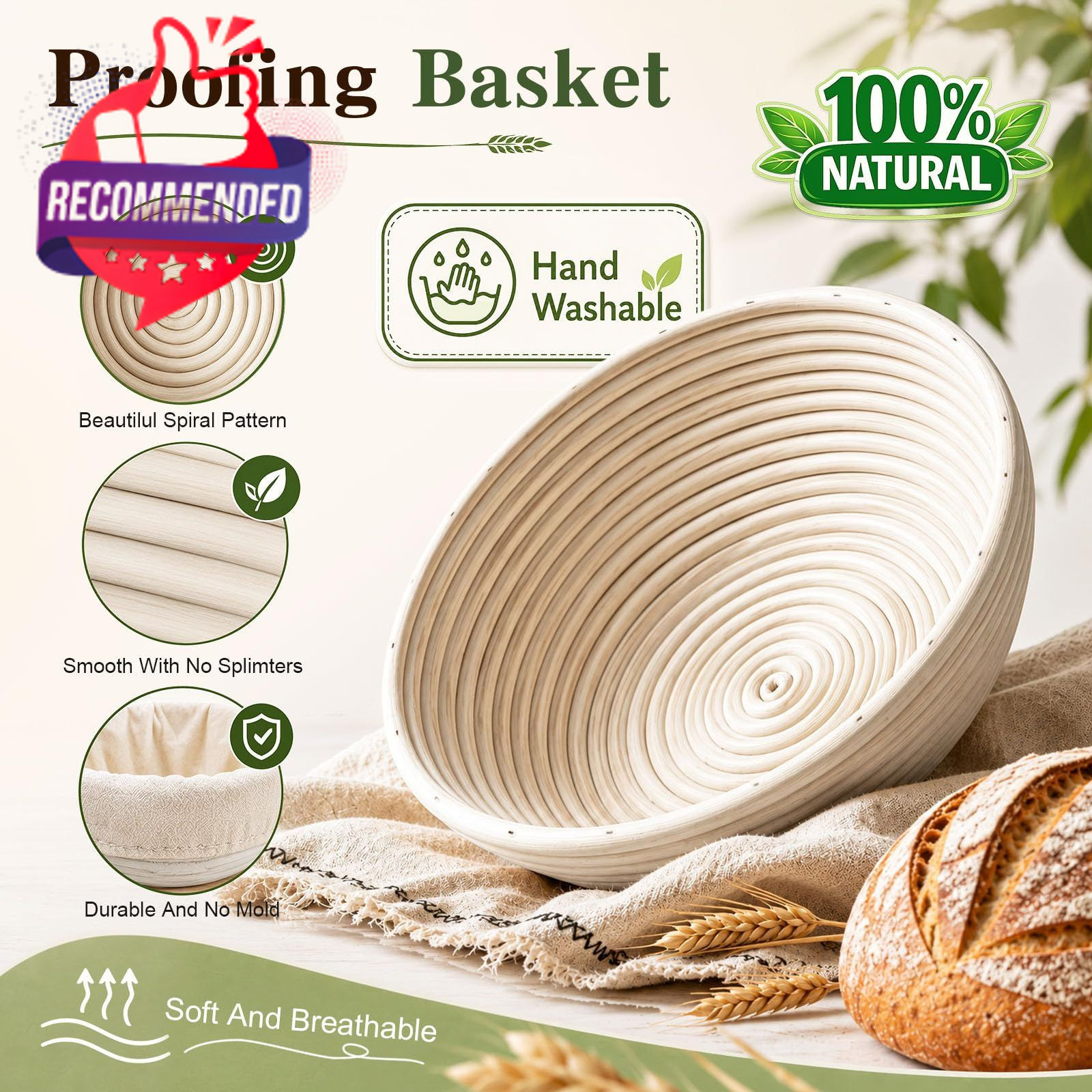 Sourdough Bread Proofing Basket Set, 47pcs Banneton Bread Proofing Set With