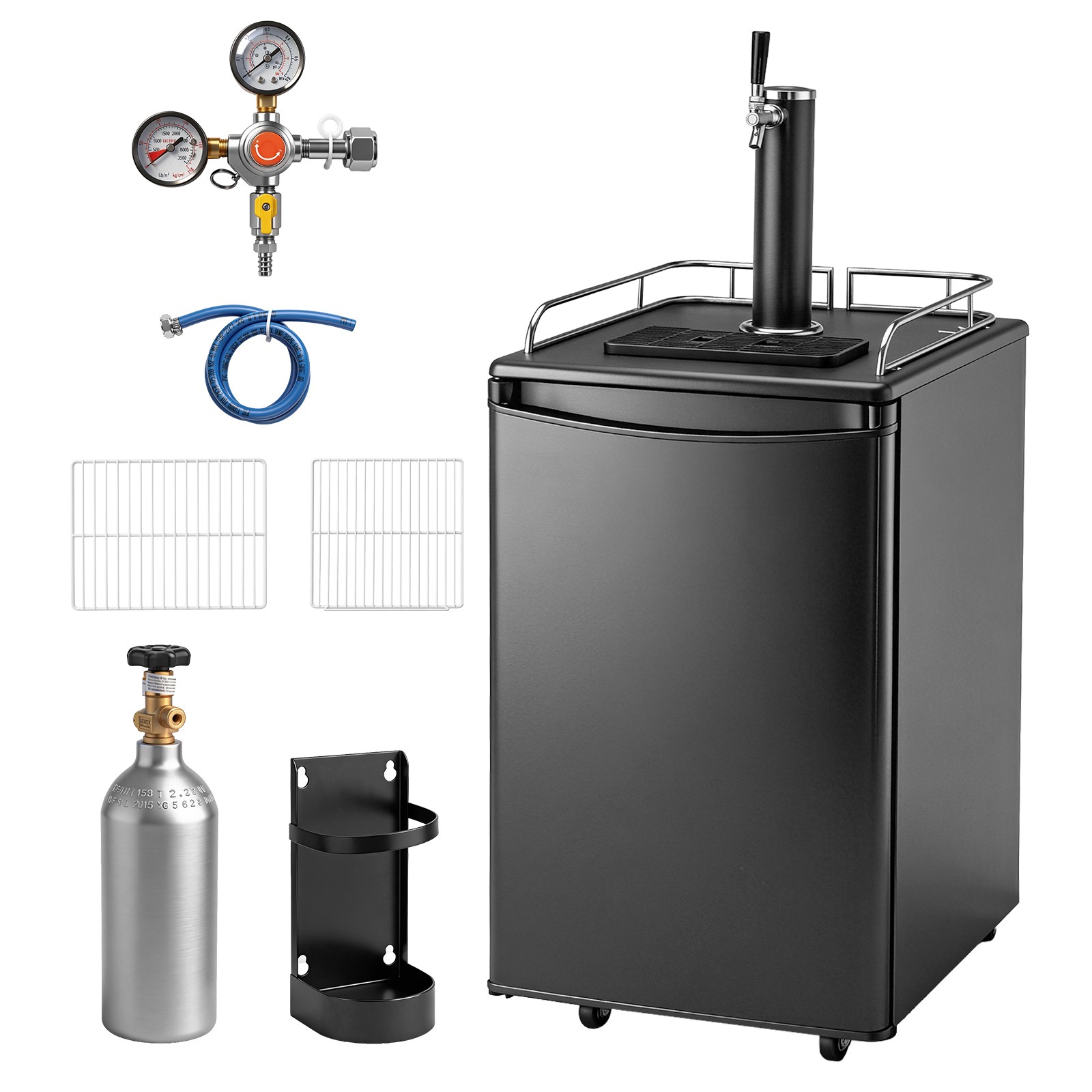 Full Size 5.4 Cu.Ft, Beer Kegerator with CO2 Tank Included, Draft Beer Dispenser
