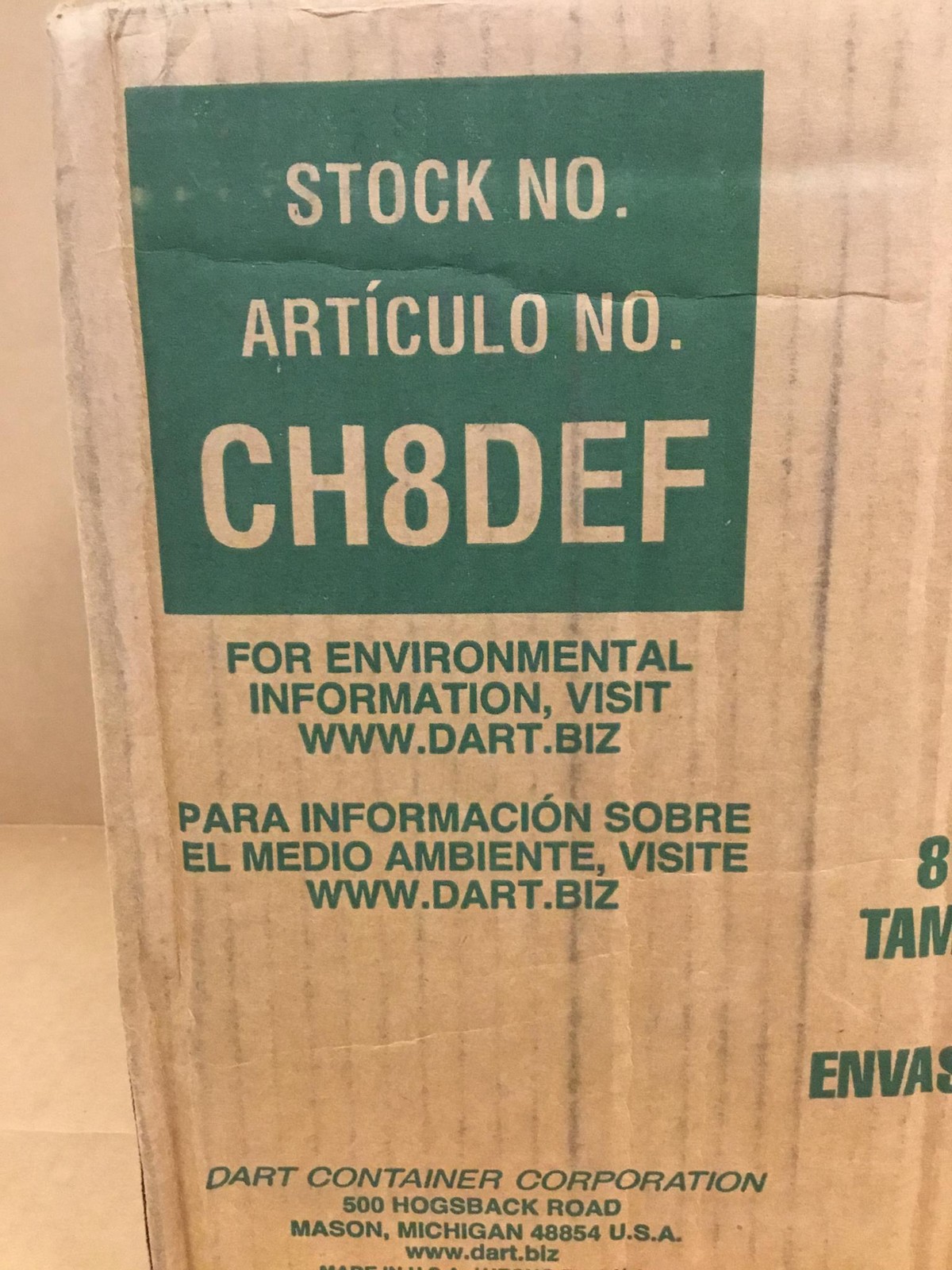 NEW Dart CH8DEF 8oz Tamper-Resistant Clear Hinged Container w/Flat Lid, 200 CT