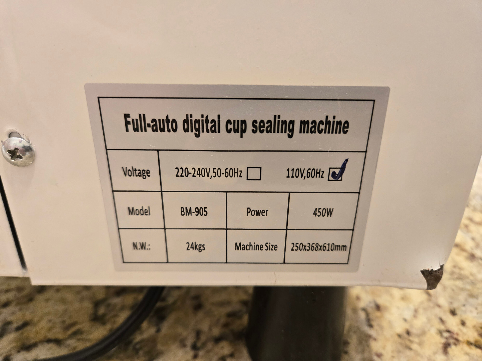 450W Fully Automatic Cup Sealing Machine 90/95mm D 200mm H 400-600cup/H *READ*