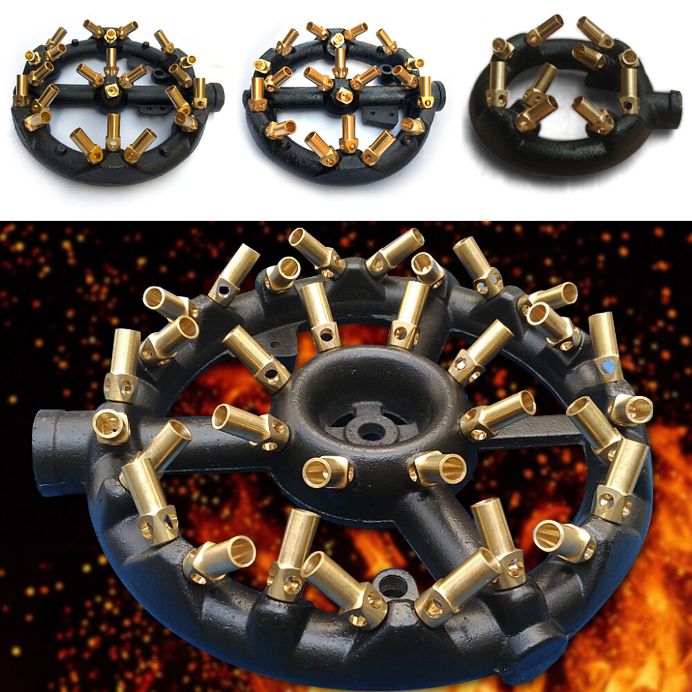 Jet Burner Natural Gas Commercial 10/20/23/32 Tips Cast Iron & Brass Wok Burner