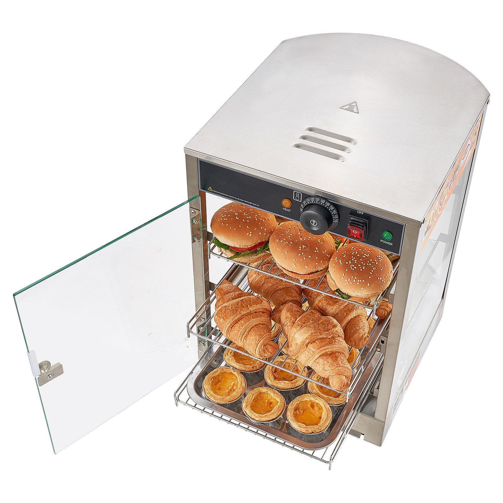 Uimoso 3-Tier Commercial Food Warmer Display Cabinet with LED Light,60L Capacity