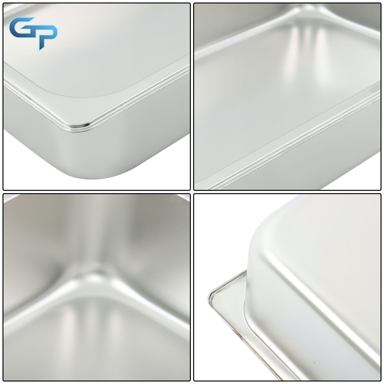 Stainless Steel Full Size Food Pans with Lids – Set of 4 for Buffet Service