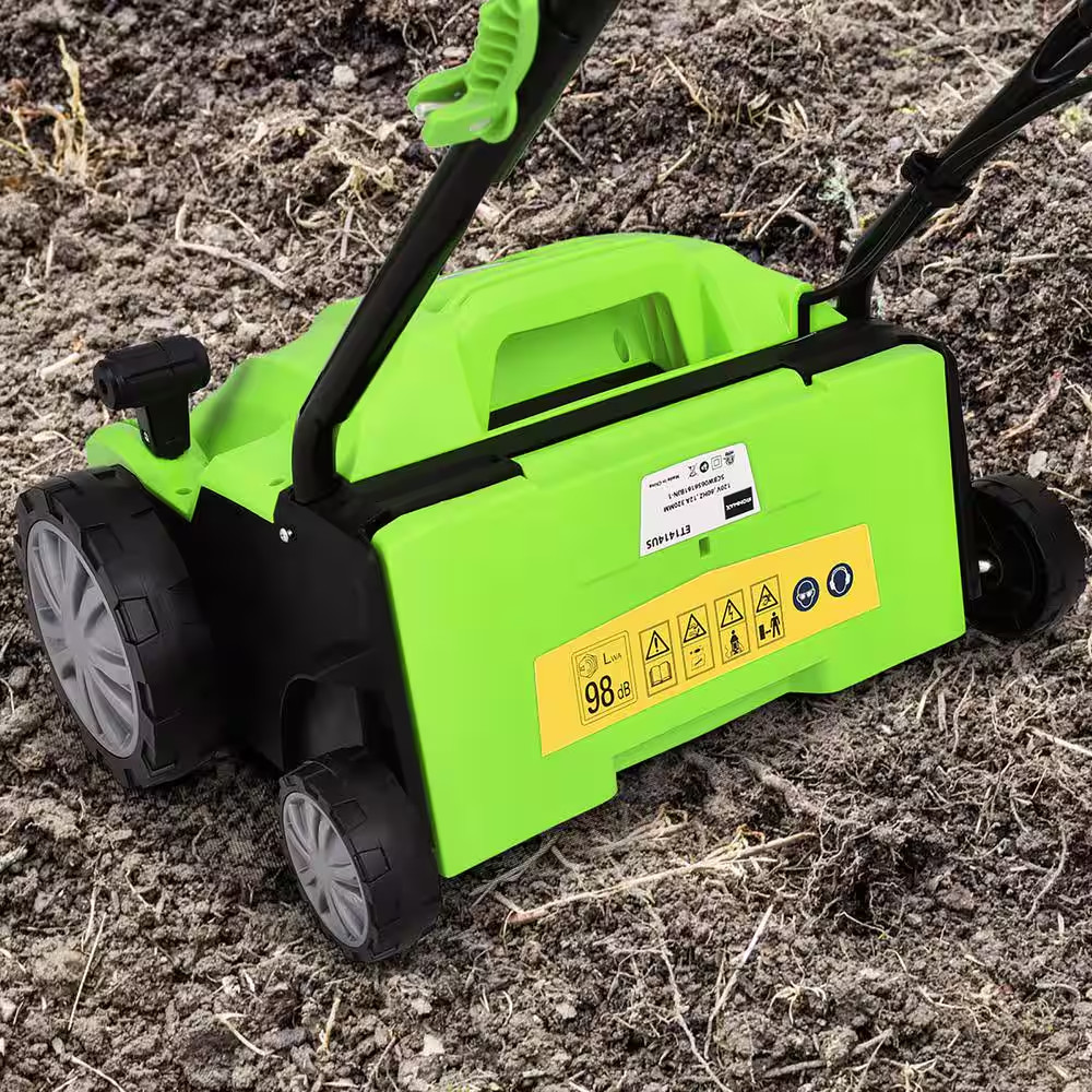 13 In. 12 Amp Corded Scarifier Electric Lawn Dethatcher W/40L Collection Bag Gre