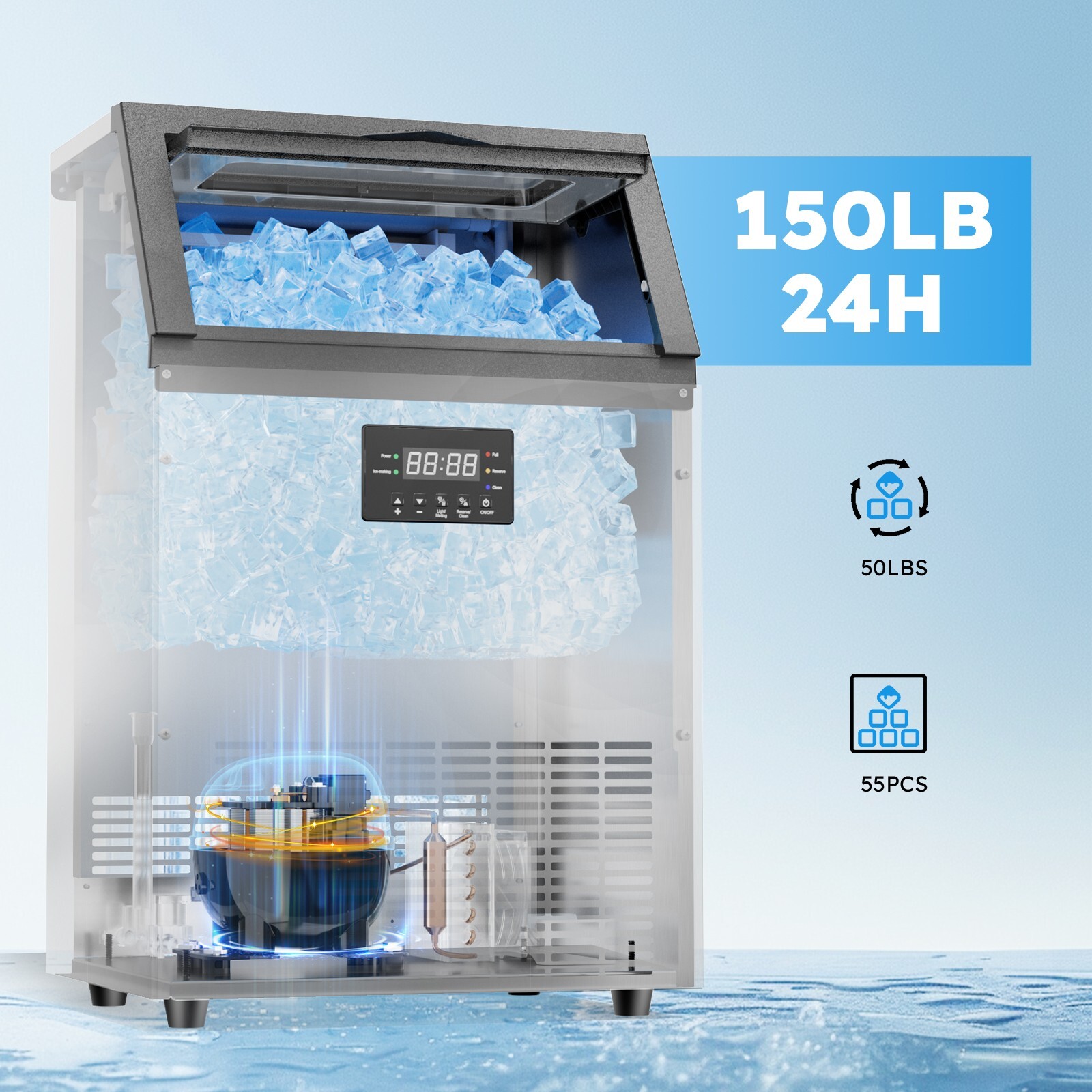 Commercial Ice Machine Maker Stainless Steel Commercial Ice Maker Large Capacity