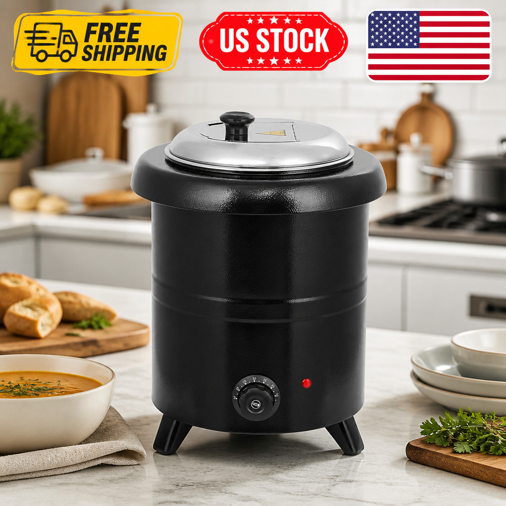Soup Warmer Kettle – Hinged Lid, Removable Stainless Steel Electric Commercial