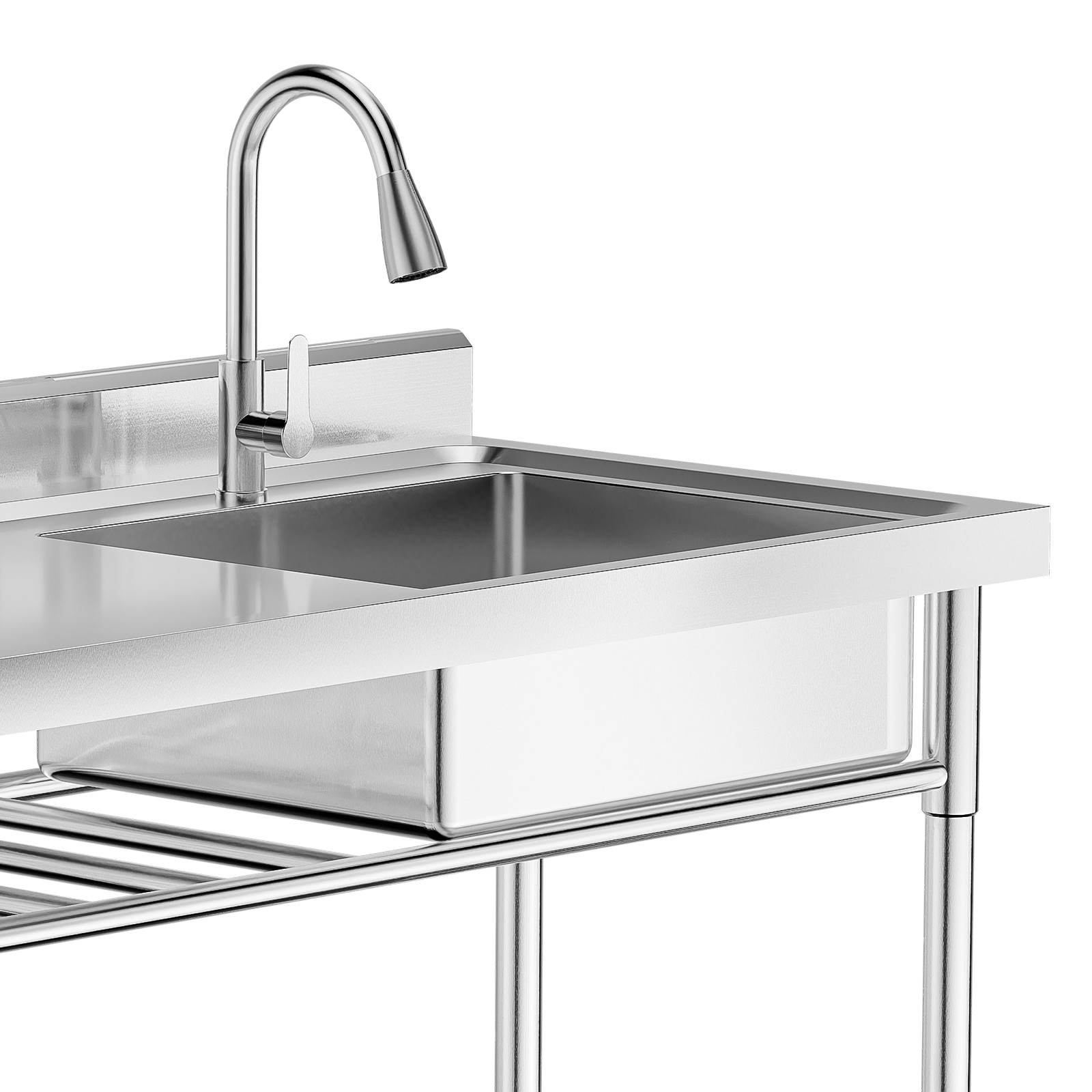 1 Bowl Stainless Steel Commercial Utility Prep Sink Single Bowl w/ Workbench NEW