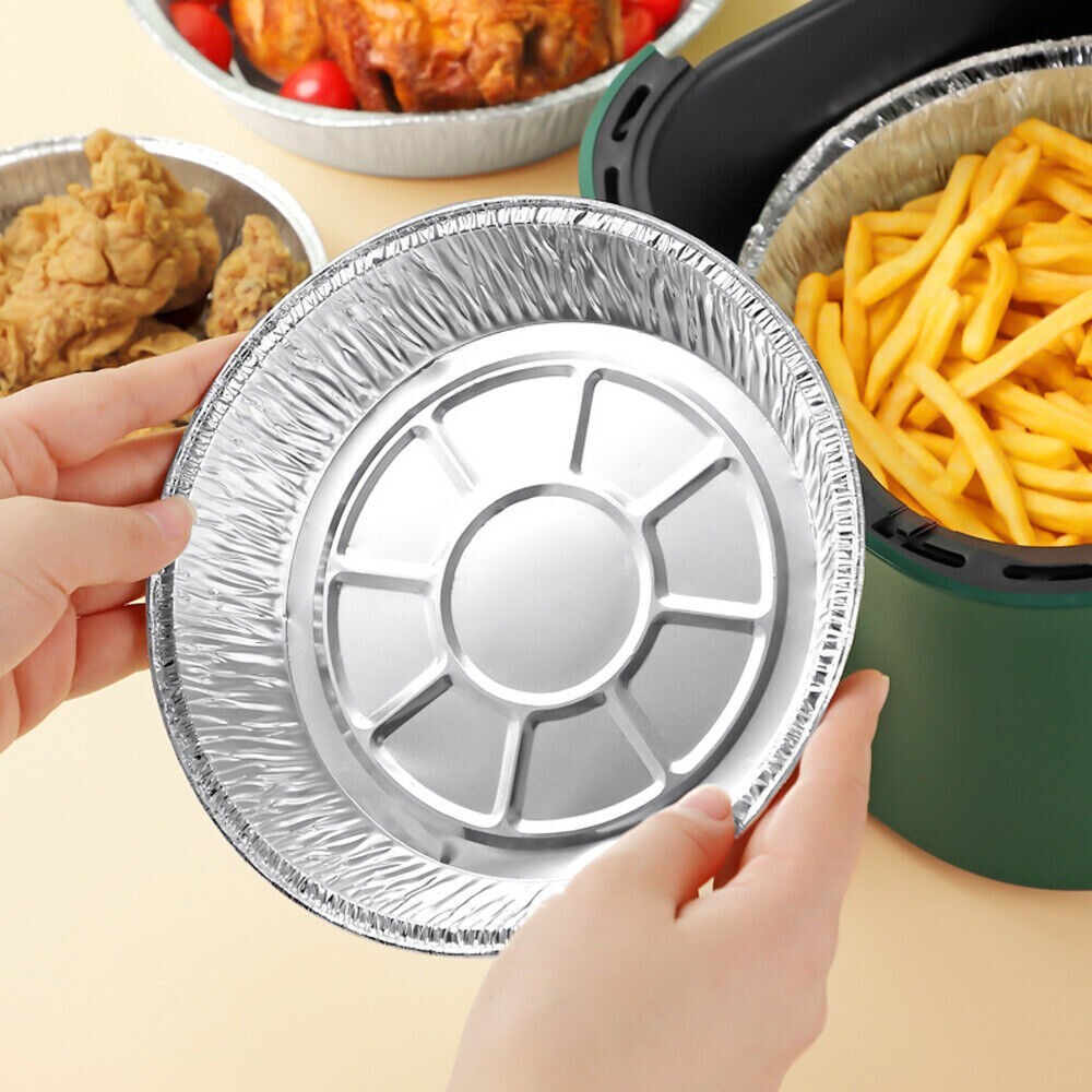 500 Pack – 7 inch Round Aluminum Foil Disposable Take-Out Pans (NO LIDS)