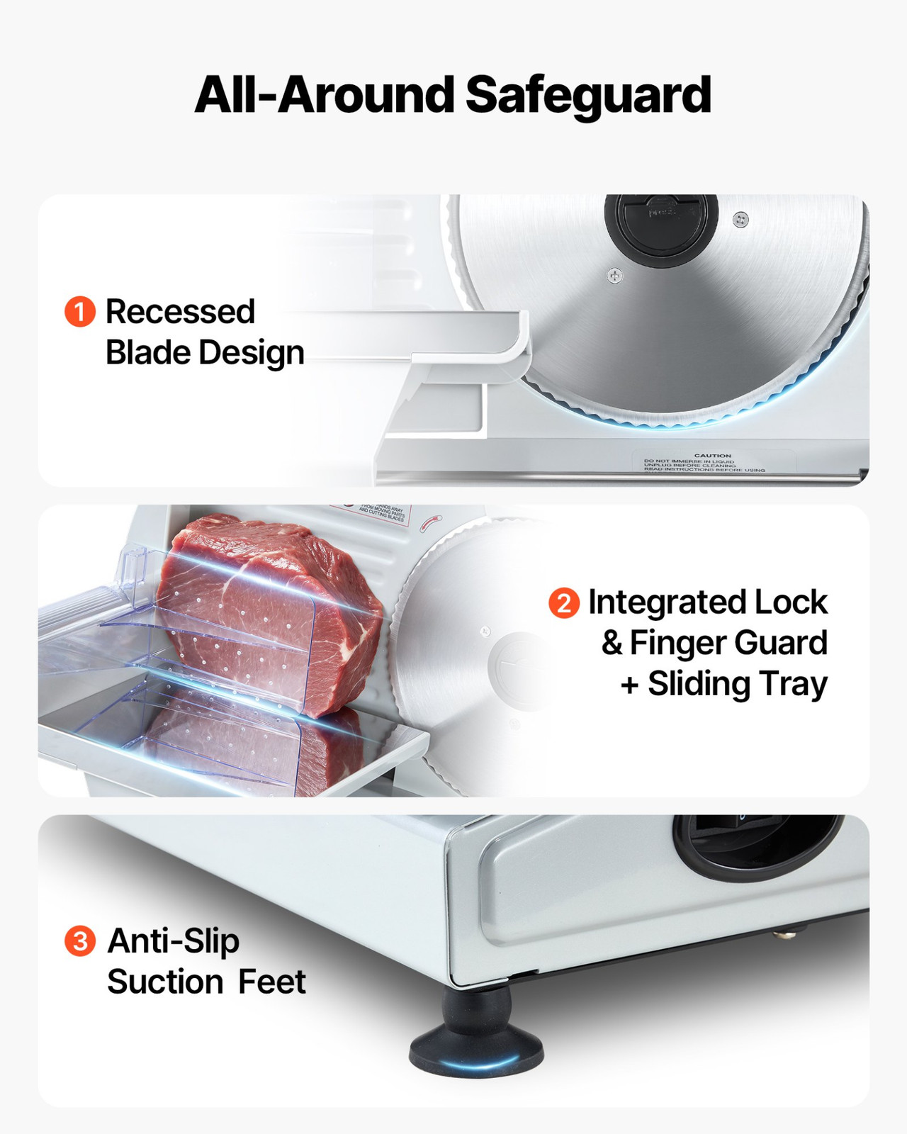 Electric Meat Slicer 7.5″ 200W Deli Food Slicer Adjustable Thickness UL