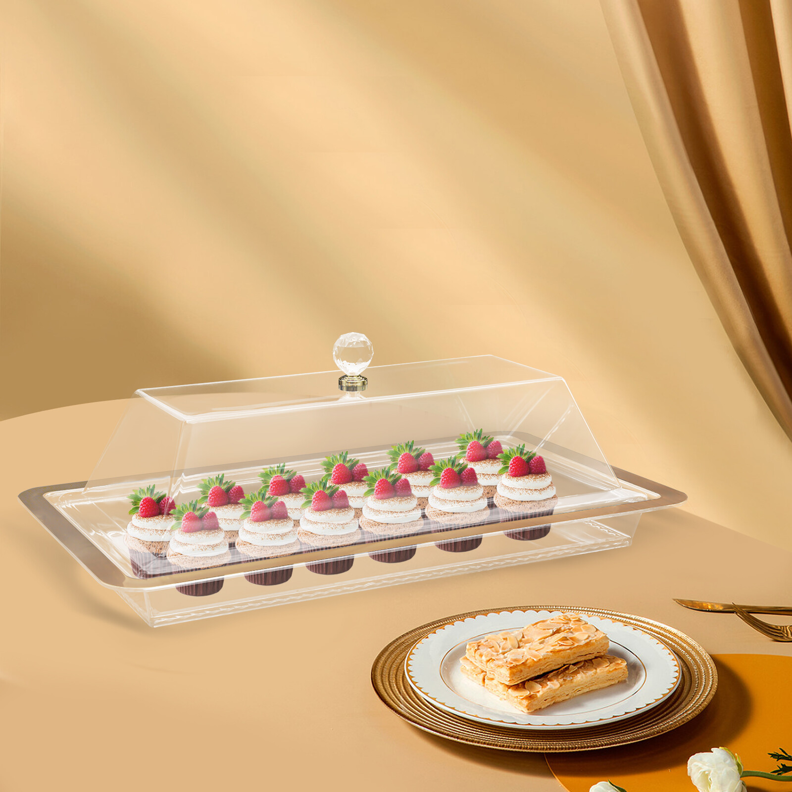 Acrylic Cake Stand Serving Tray with Lid Wedding Cake Stand with Cover Modern