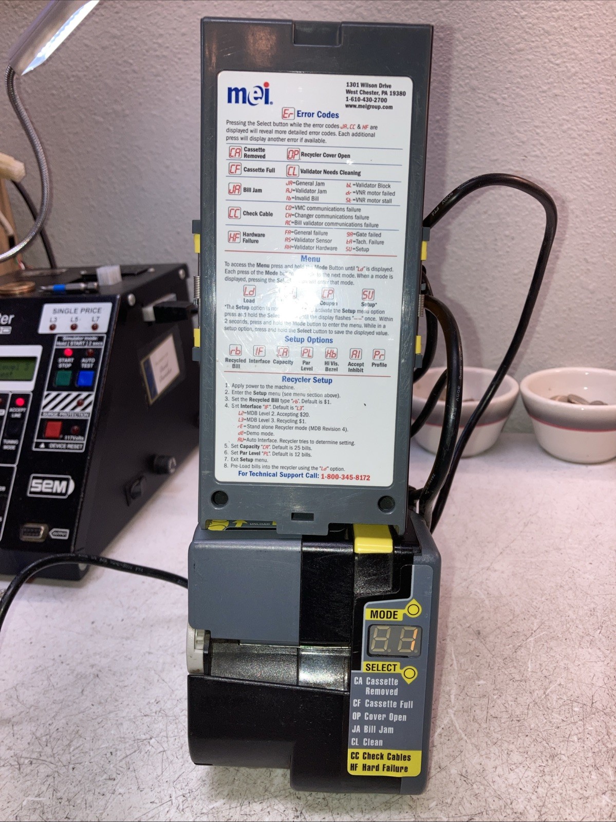 MEI MARS CPI VN27C2R U5 MDB 24 Volt RECYCLER VALIDATOR With High Visibility Bez.
