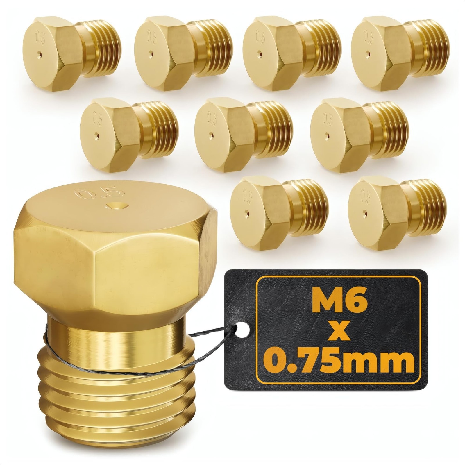 Propane Orifice Kit 10PCS M6x0.75 0.5mm Brass Nozzle Grill Gas Conversion New US