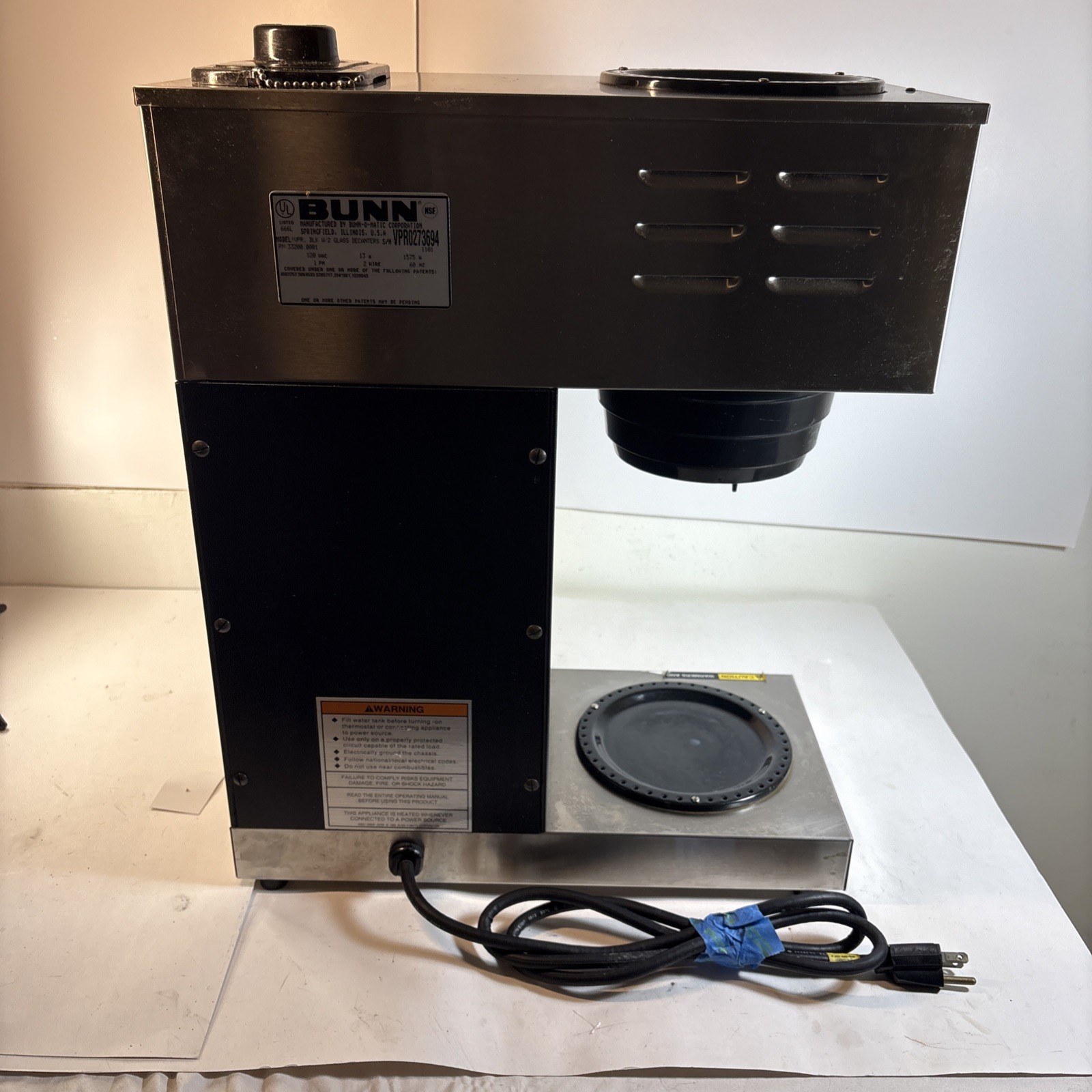 BUNN VPR 33200 Commercial 12-Cup Pourover Coffee Maker Machine Black
