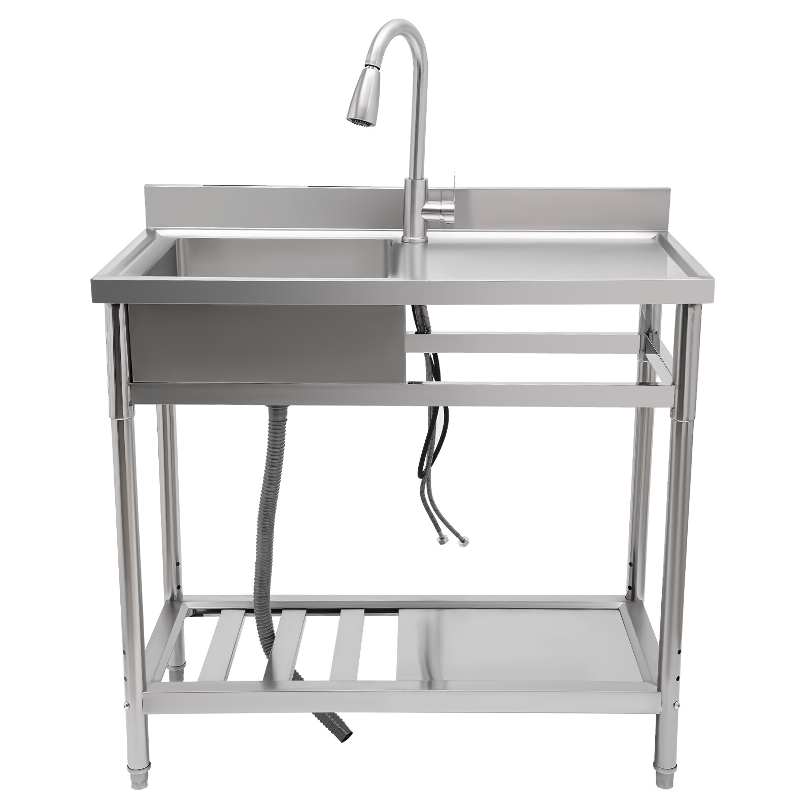 201 Stainless Steel Restaurant Kitchen Sink Silver Free-standing Kitchen Sink