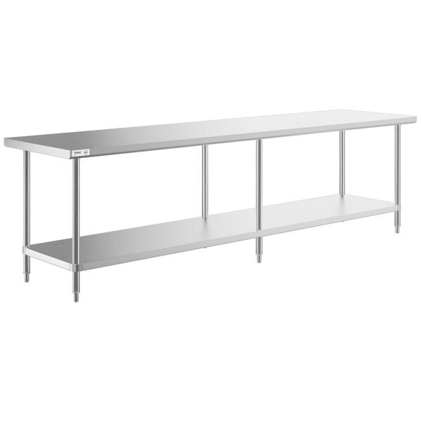30″W x 120″L Stainless Steel Prep and Work Restaurant Table with Undershelf