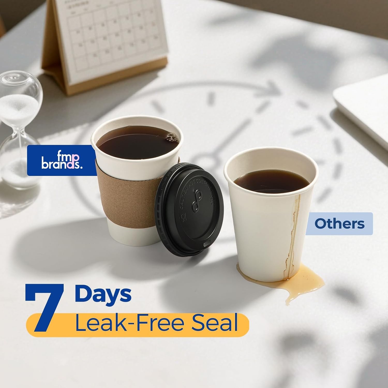 50 Pack Disposable Coffee Cups with Lids Sleeves Leak Proof 12 oz Meal Prep