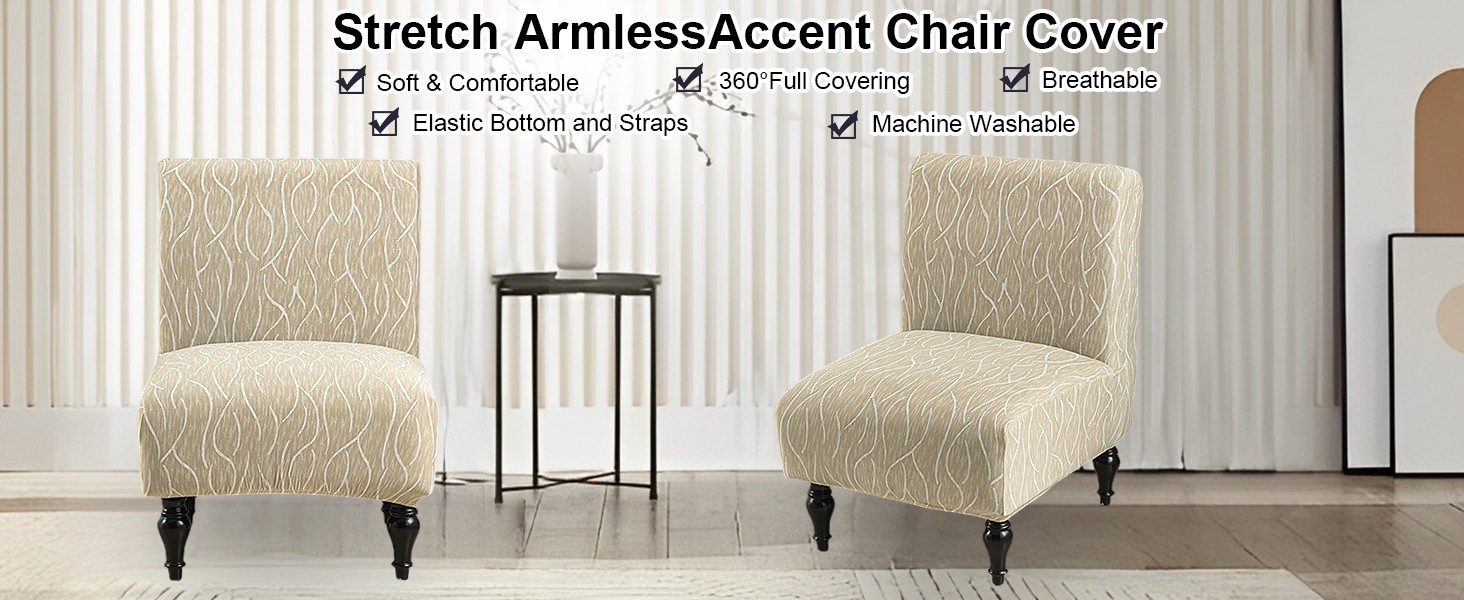 Armless Chair Slipcover Removable Armless Accent Chairs Covers Washable Armless