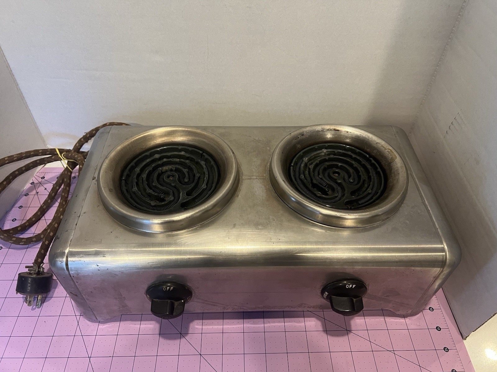 VINTAGE 1950’s Wilbur Curtis E2 SS Coffee DUAL Server Warmer Stainless Steel USA