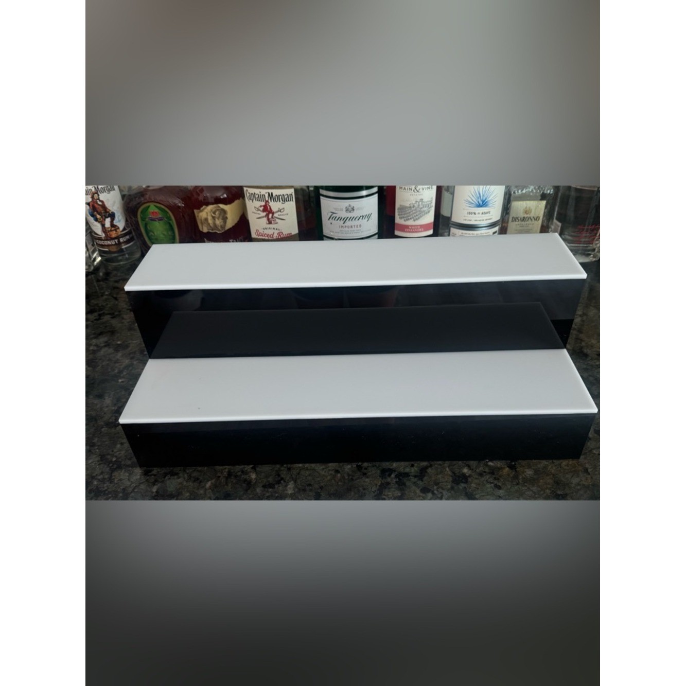 20in LED lighted liquor display shelf- 2 tier- black