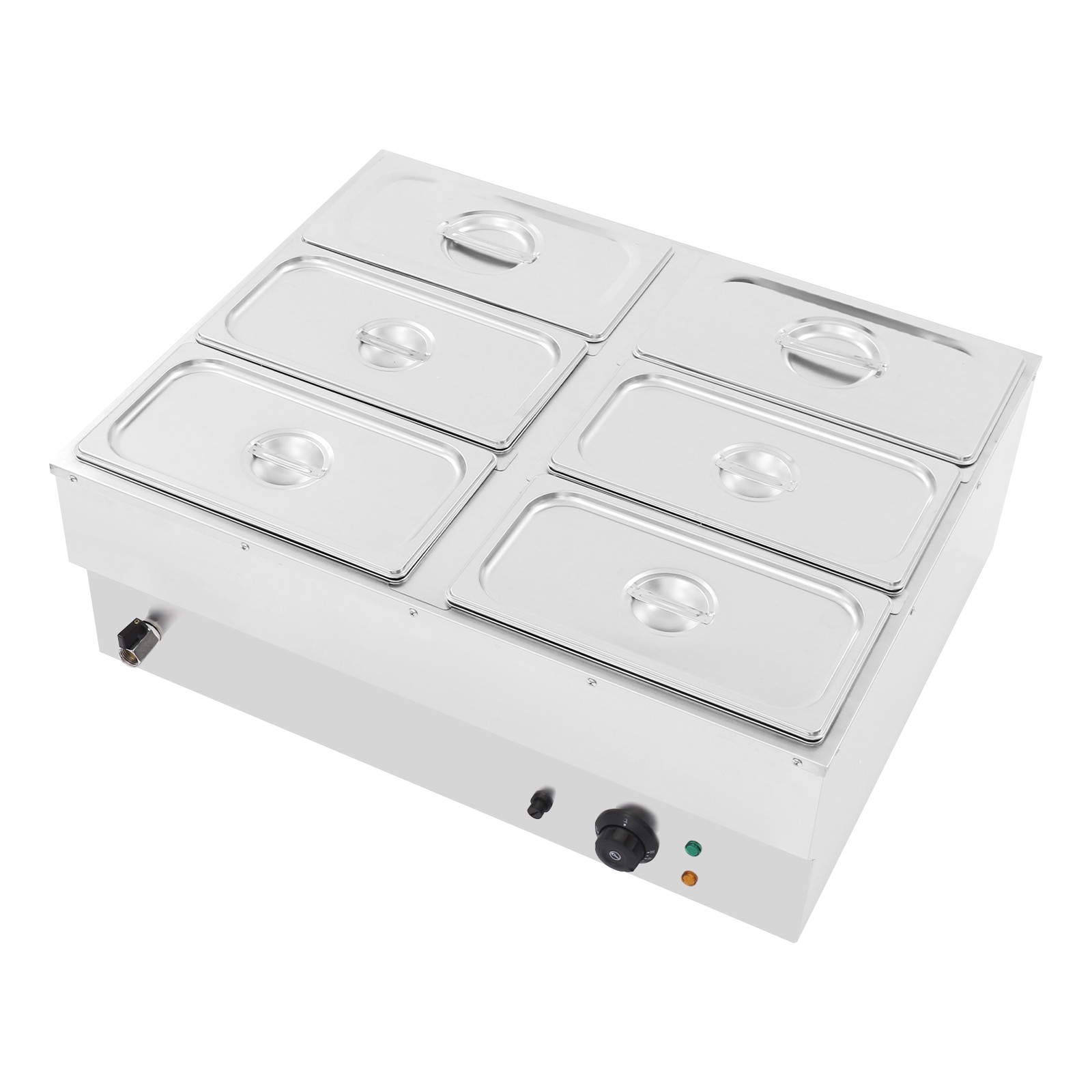 Stainless Steel Soup Warmer Electric Food Warmer 6-Pan Commercial Food Warmer