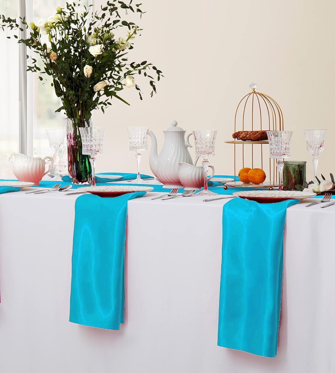 Mds Pack Of 100 Satin Napkin Square 12 X 12 Inches Sliky Smooth Dinner Table