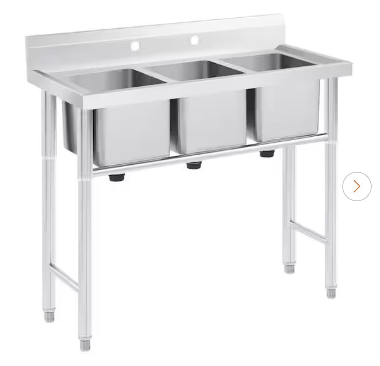 Wilprep – 39 in. Freestanding Stainless Steel 3-Compartment Commercial