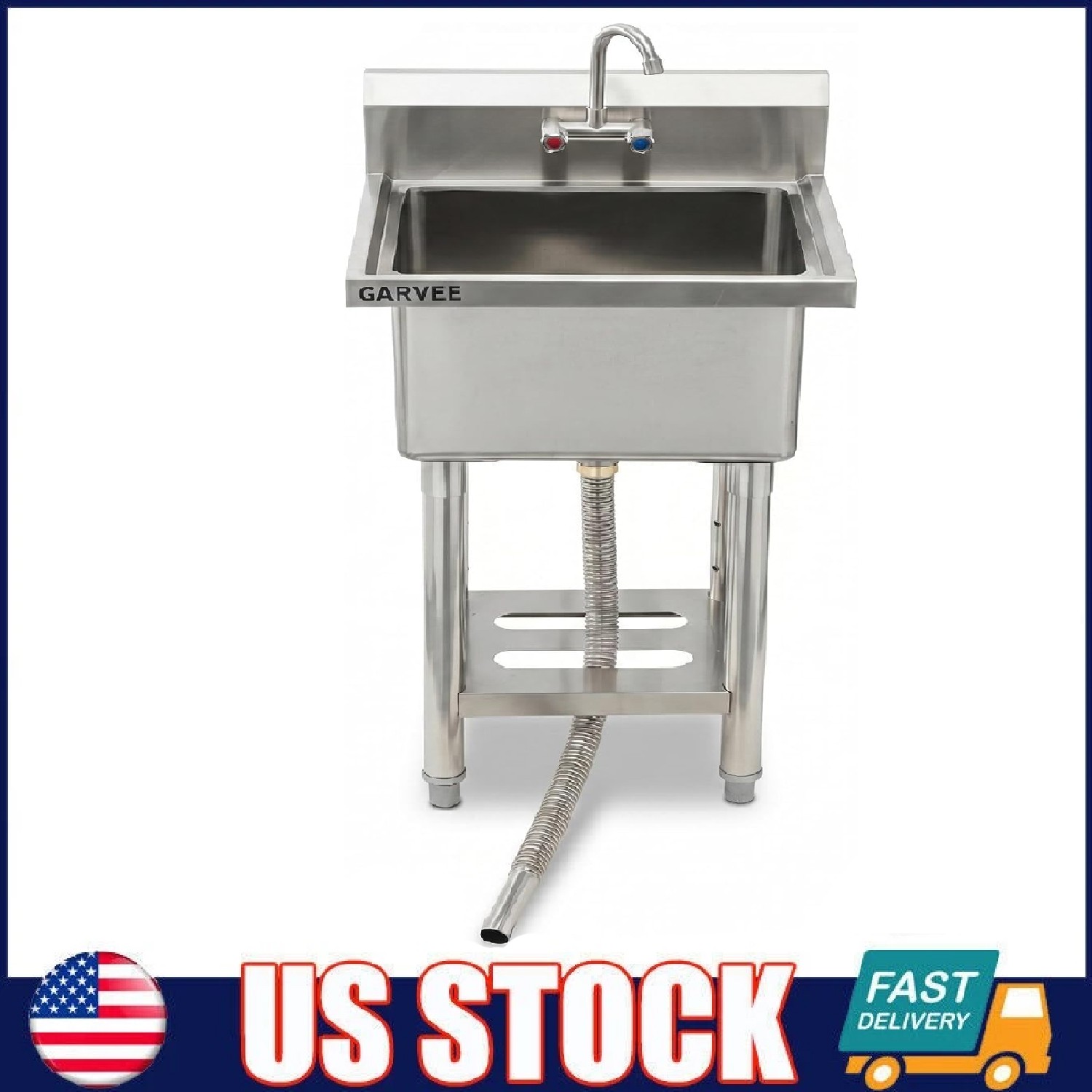 Stainless Steel Utility Sink, 21″x18″x41″ Commercial Single Bowl Kitchen Sinks