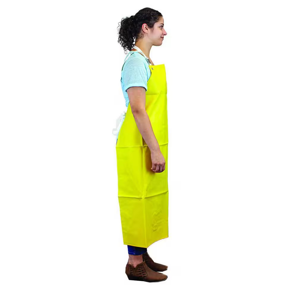 Yellow Heavy Duty Nitrile Industrial Bib Apron Chemical and Oil Resistant