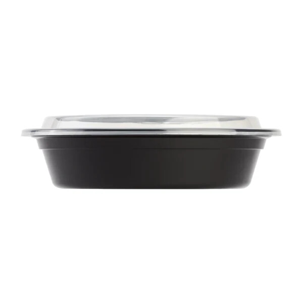 Karat 24oz PP Plastic Microwavable Round Food Containers & Lids – Black – 150 ct
