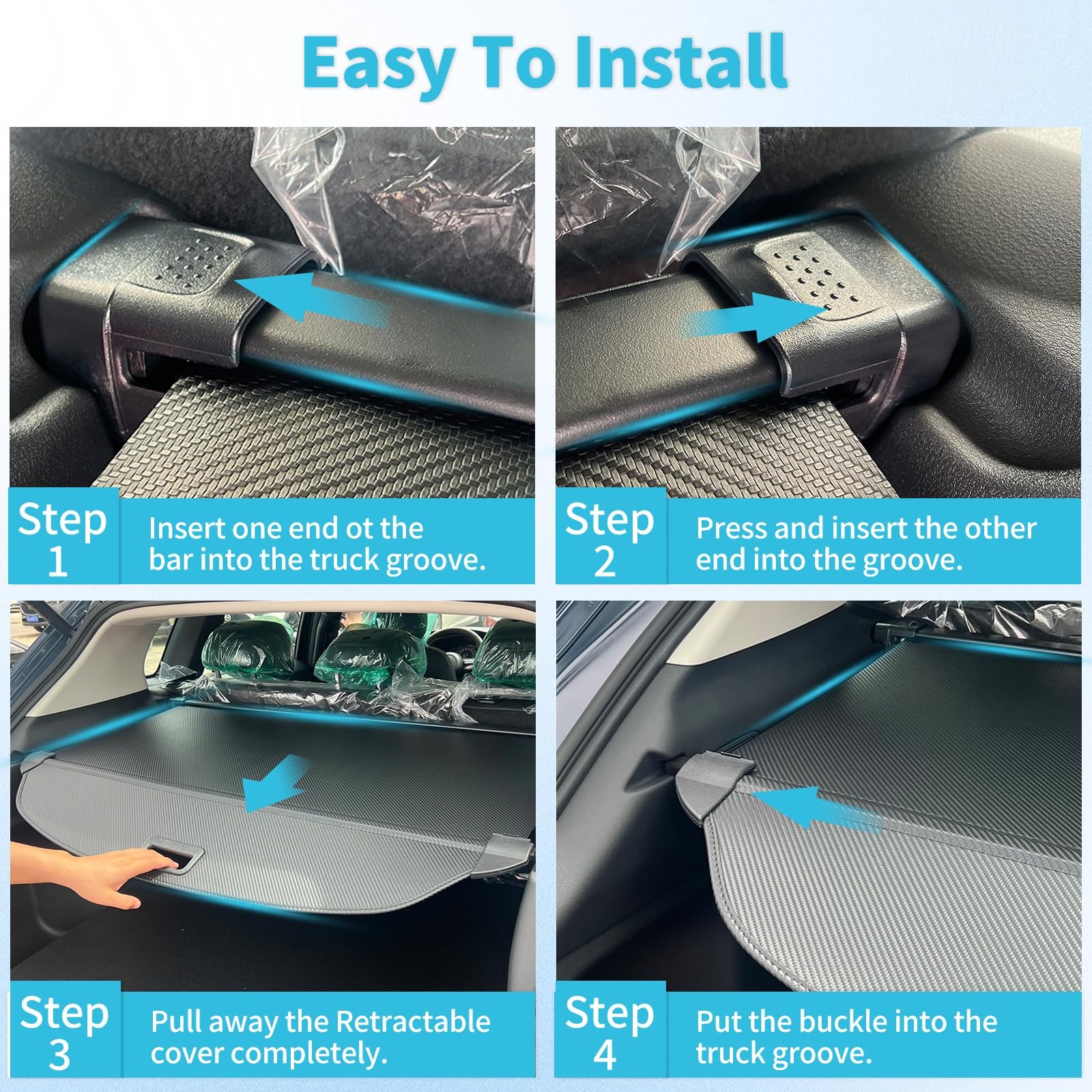 Retractable Cargo Cover Kia Sorento 2021-2025 Carbon Fiber Privacy Shade