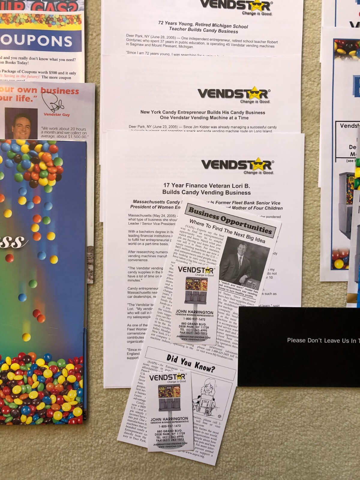 Vendstar 3000 Vending Machines Promotional & Informational Materials! Bulk candy