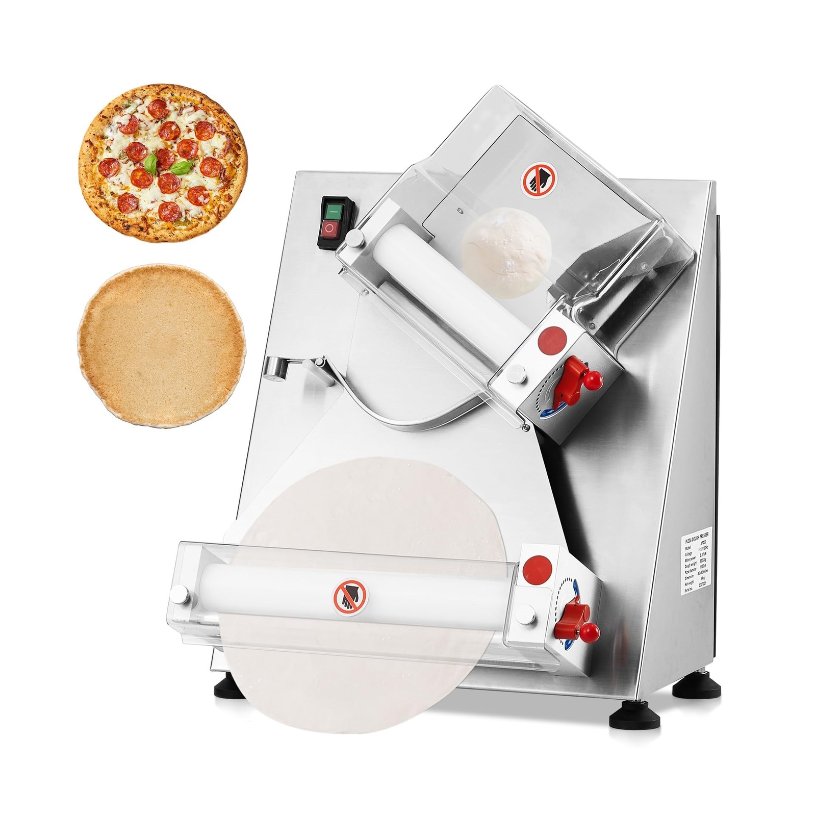 Commercial Pizza Dough Roller Sheeter, Max 12″, CHEINAUTO Automatic 370W Elec…
