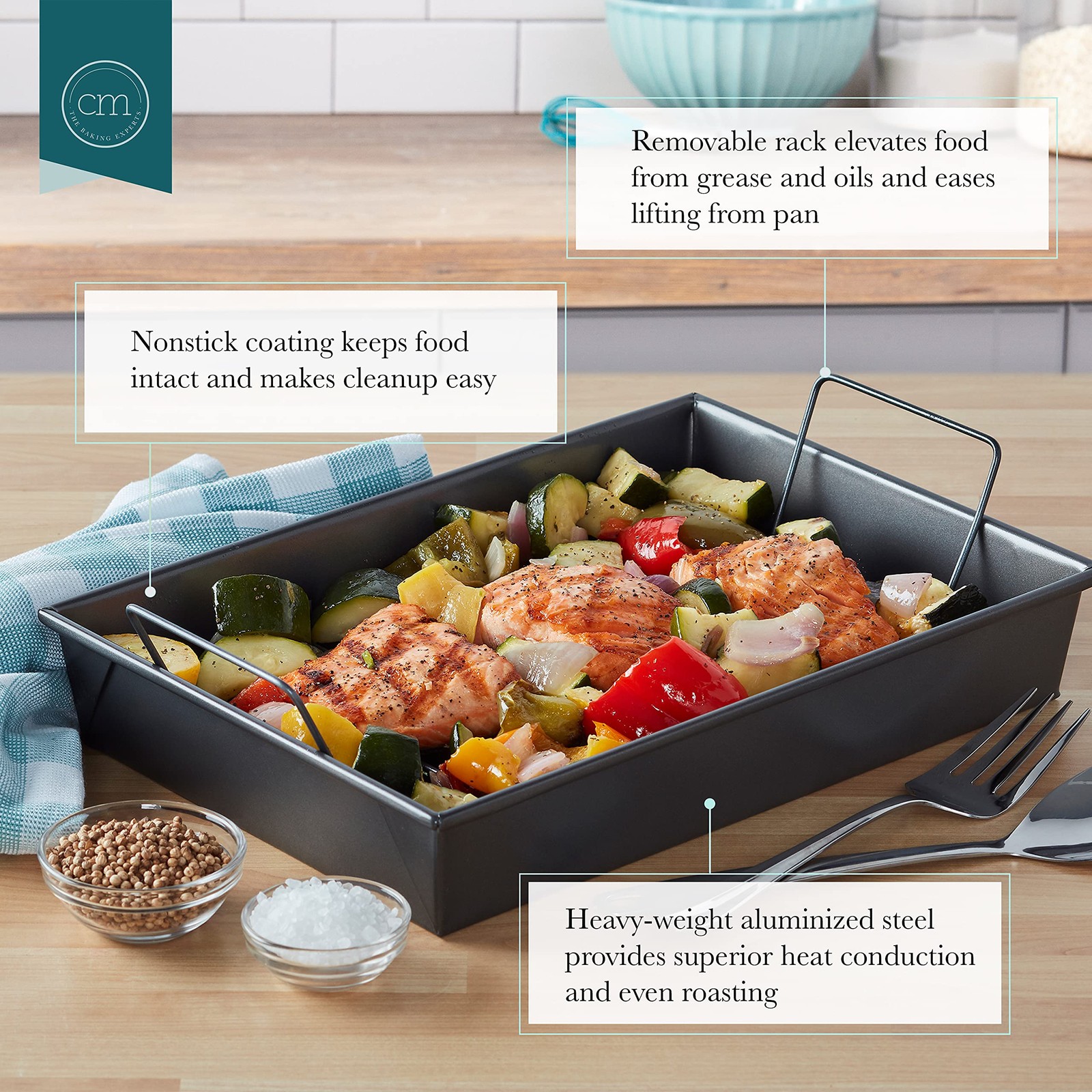 Chicago Metallic 16947 Professional Roast Pan with 13-Inch-by-9-Inch, Gray