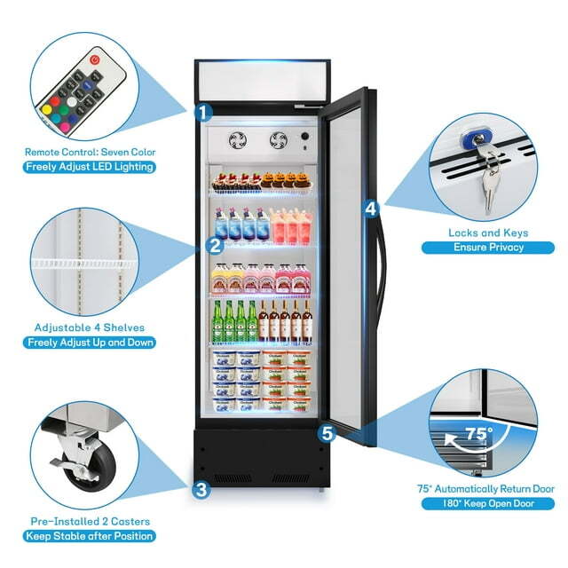 23» Glass Door Merchandiser Refrigerator Commercial Display Beverage Cooler NEW