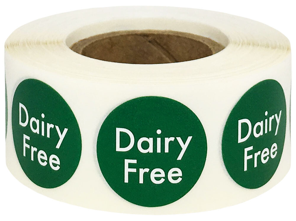 Small Green Dairy Free Label | 0.75″ Inch Round | 500 Per Roll