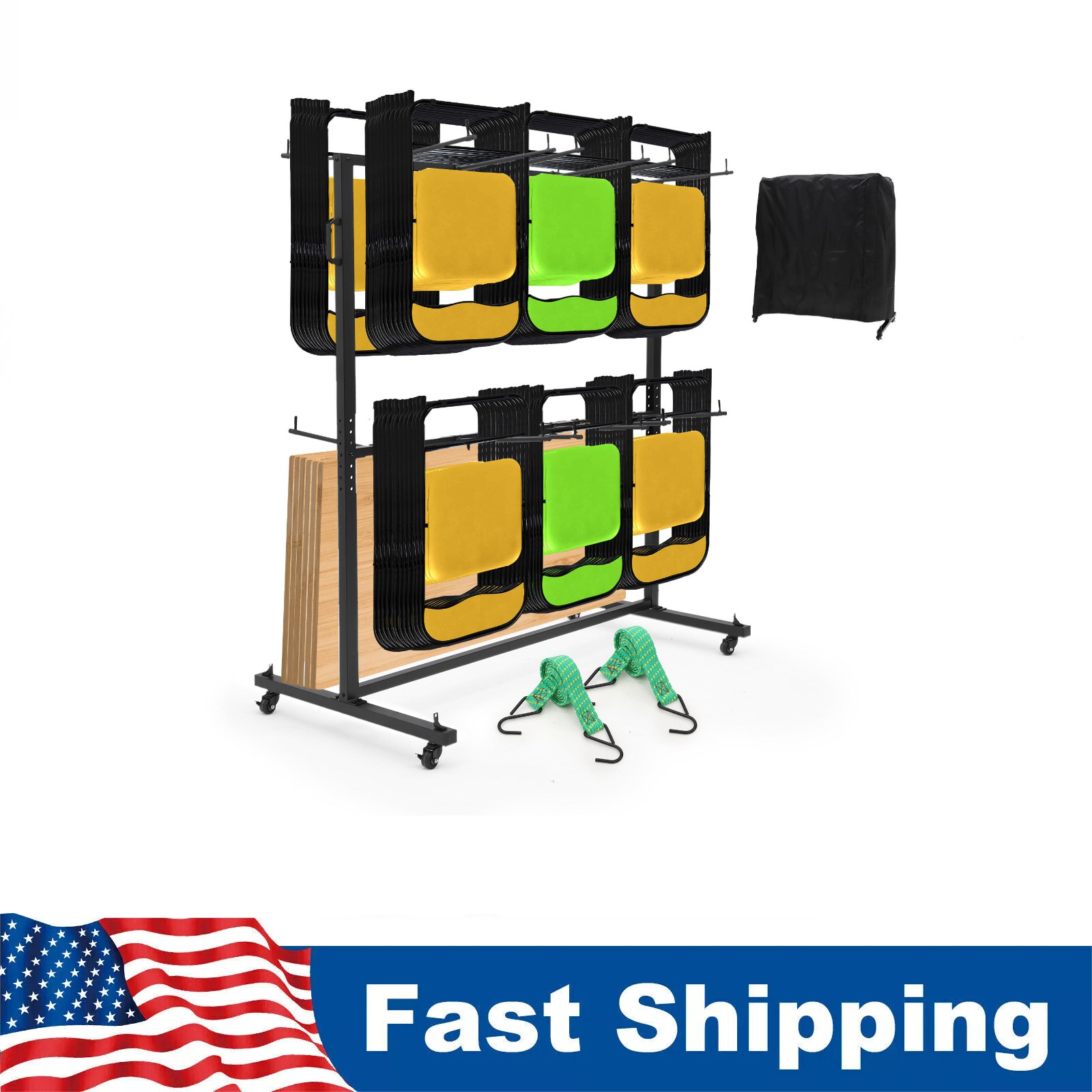 🚩Folding Chair Cart Dolly Hold 84 , 800 Lb Capacity Chair Holder Rack with Cove