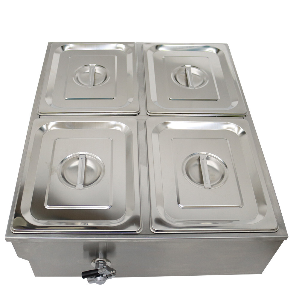 Commercial Stainless steel Squarish 4-Pan 1/2 Size Buffet Food Warmer 110V 1.5KW
