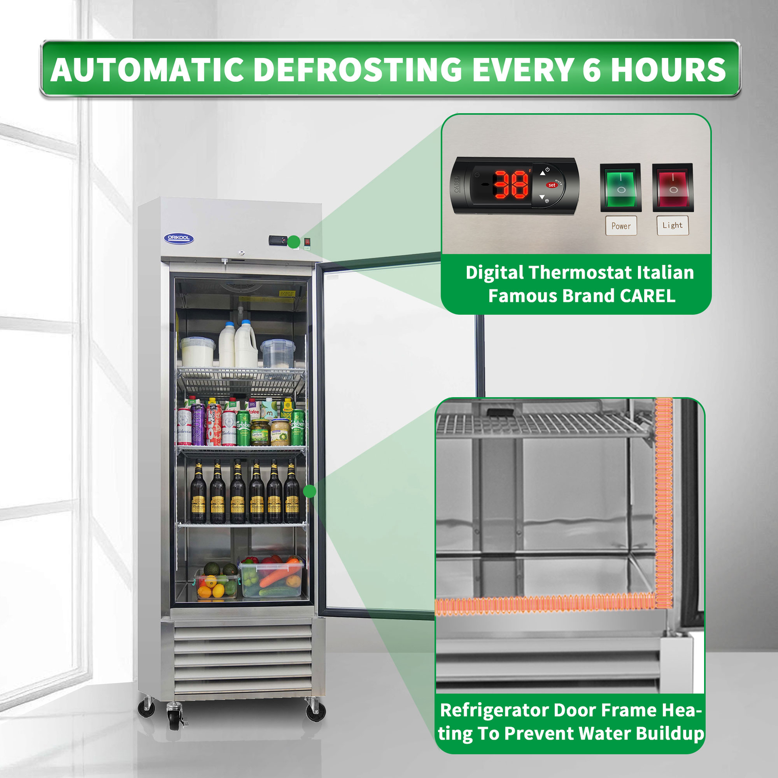 27″ Stainless Steel Commercial Merchandiser Display Refrigerator 23 Cu.ft