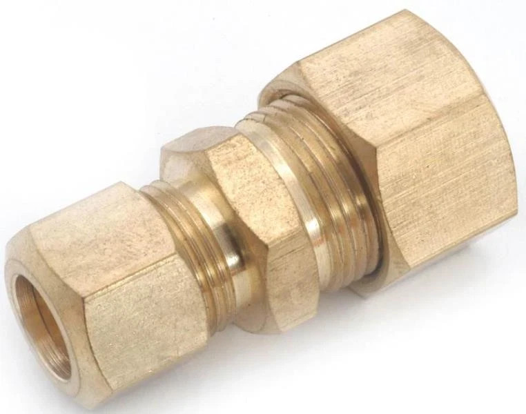 Anderson Metals Tube Reducing Union, 3/8 in x 1/4 in, Compression, Brass