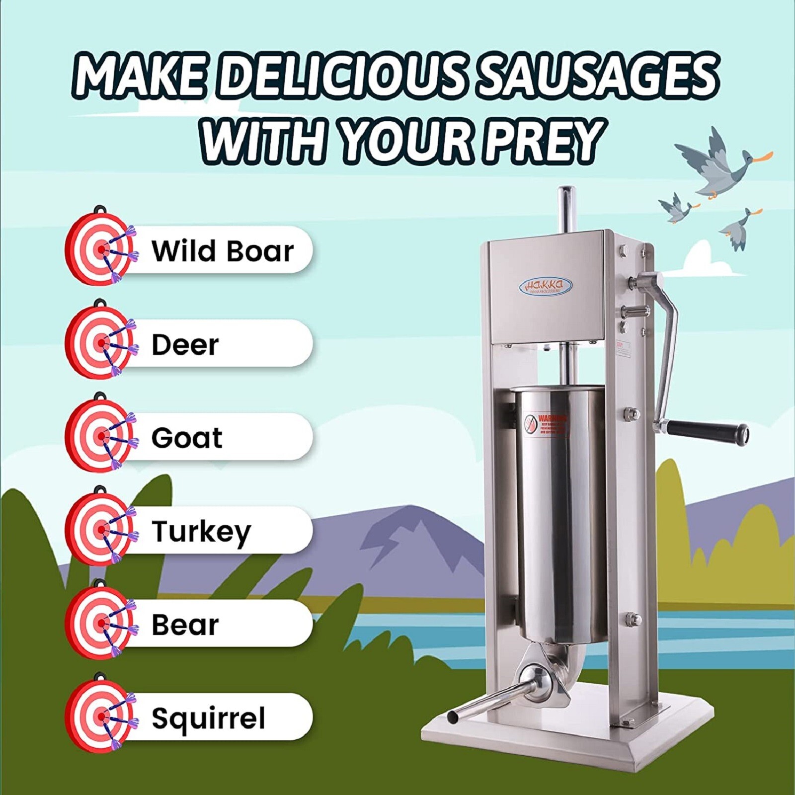 Hakka Commercial Meat Mixer with Sausage Stuffer Machine Kitchen Food Processor