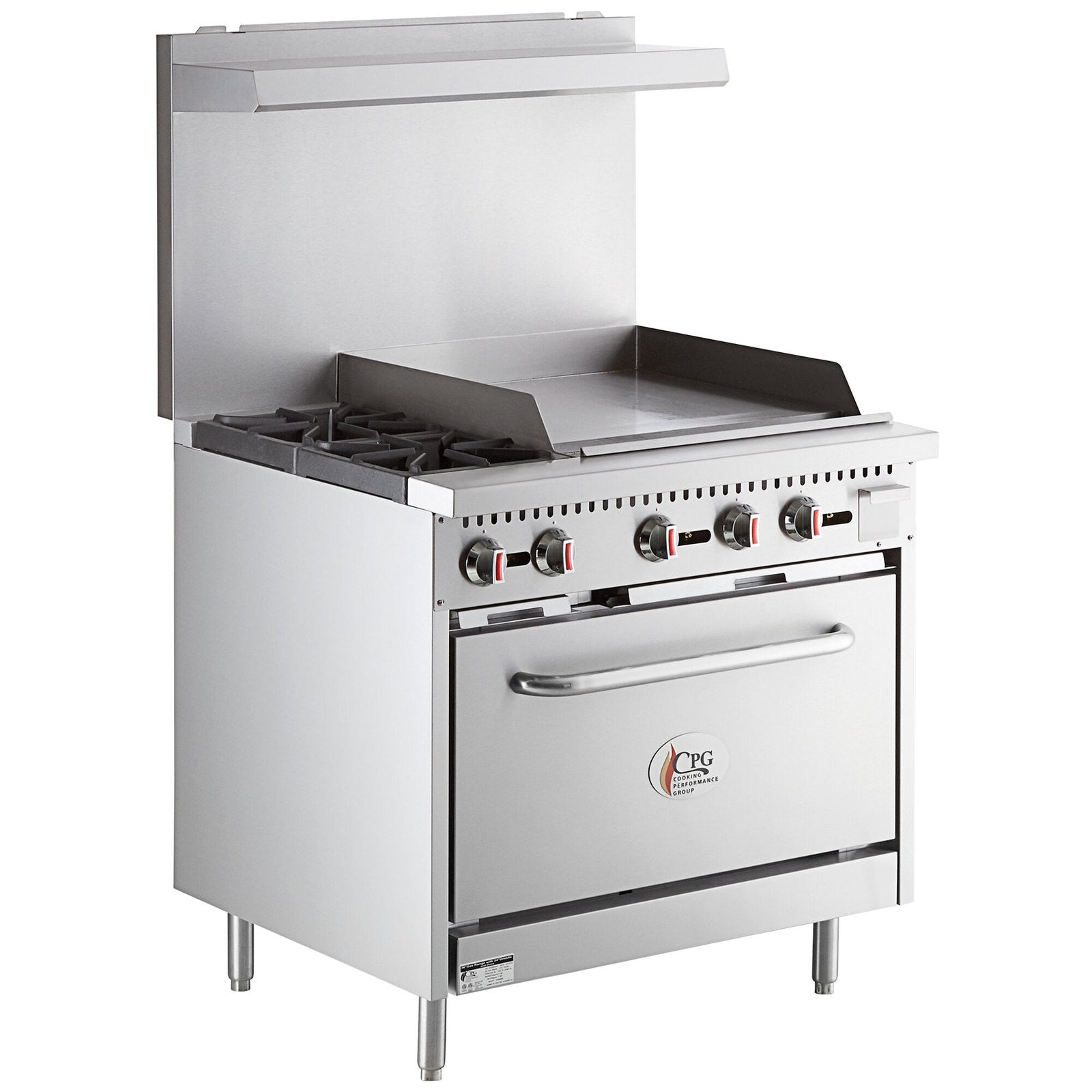 Liquid Propane 2 Burner 36″ Range with 24″ Griddle and Standard Oven – 130K BTU