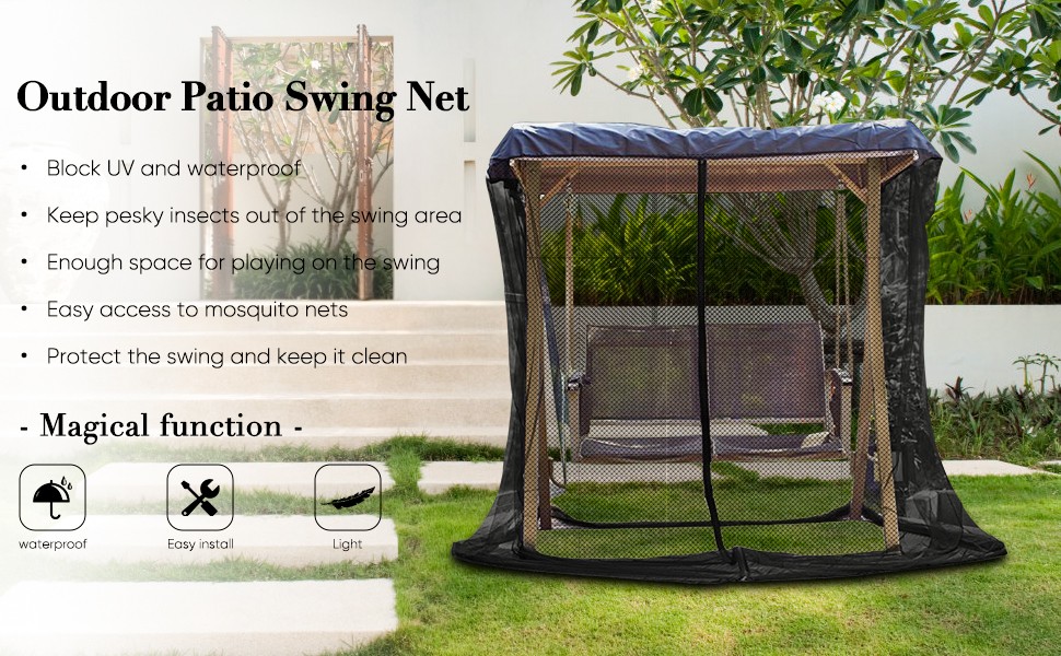 Patio Swing Mosquito Netting – Polyester Mesh Screen with Zipper Opening and