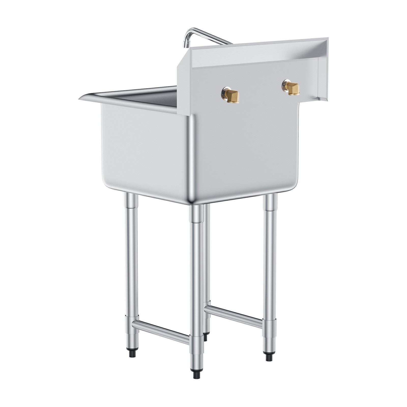 VEVOR 18″ x 18″ Commercial Utility Sink 1 Compartment Stainless Steel w/ Faucet