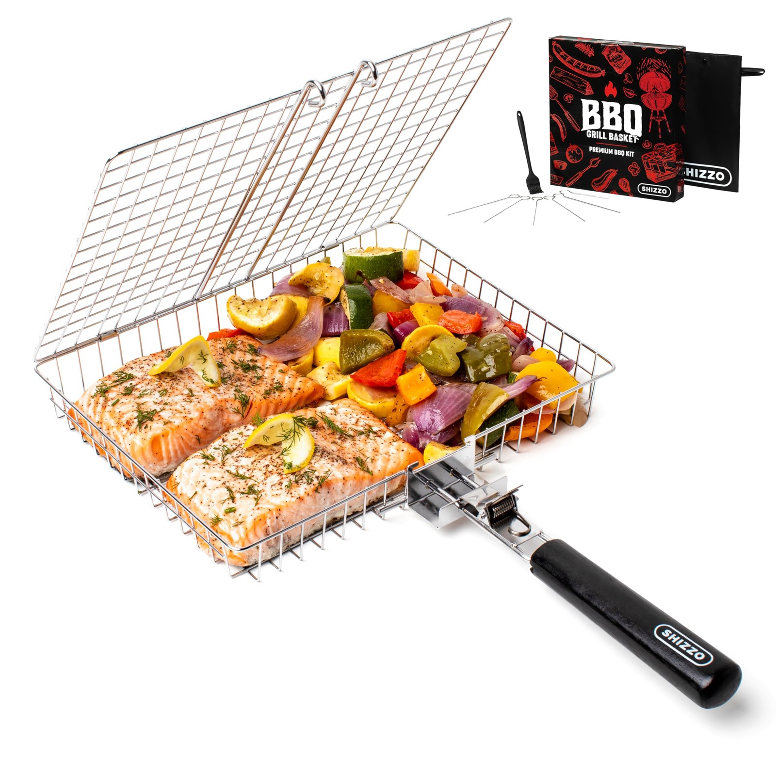 Shizzo Grill Basket Set Barbecue Bbq Grilling Stainless Steel Folding Portable