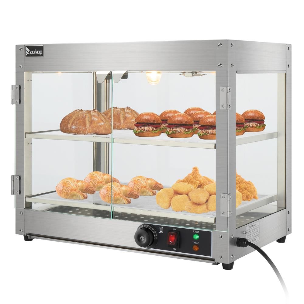 2 Tier Food Warmer Display Case Commercial Countertop Food Pizza Pastry Showcase