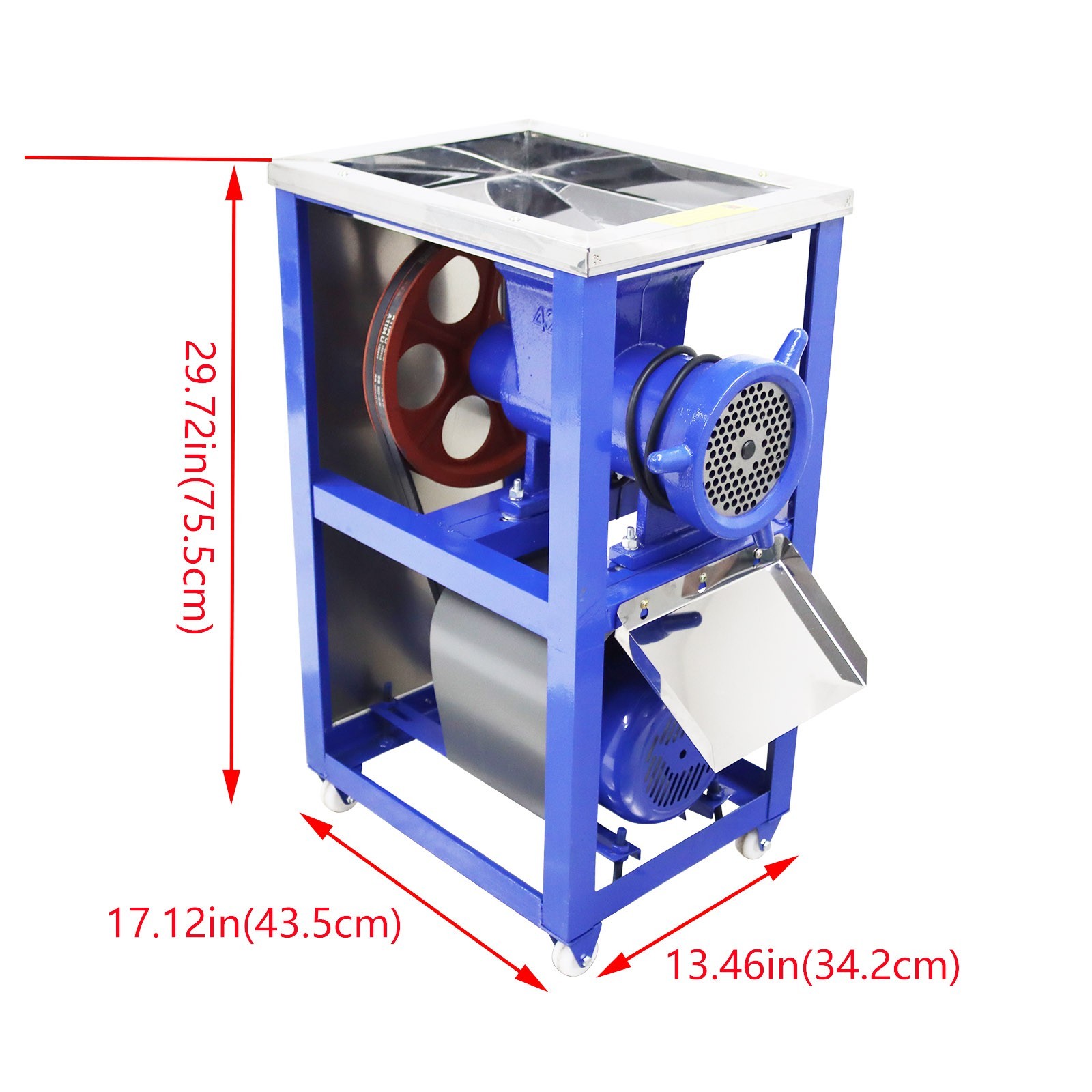 220V Meat Bone Crusher Fish Chicken Chopper Grinder 500lbs/h Output 2200w