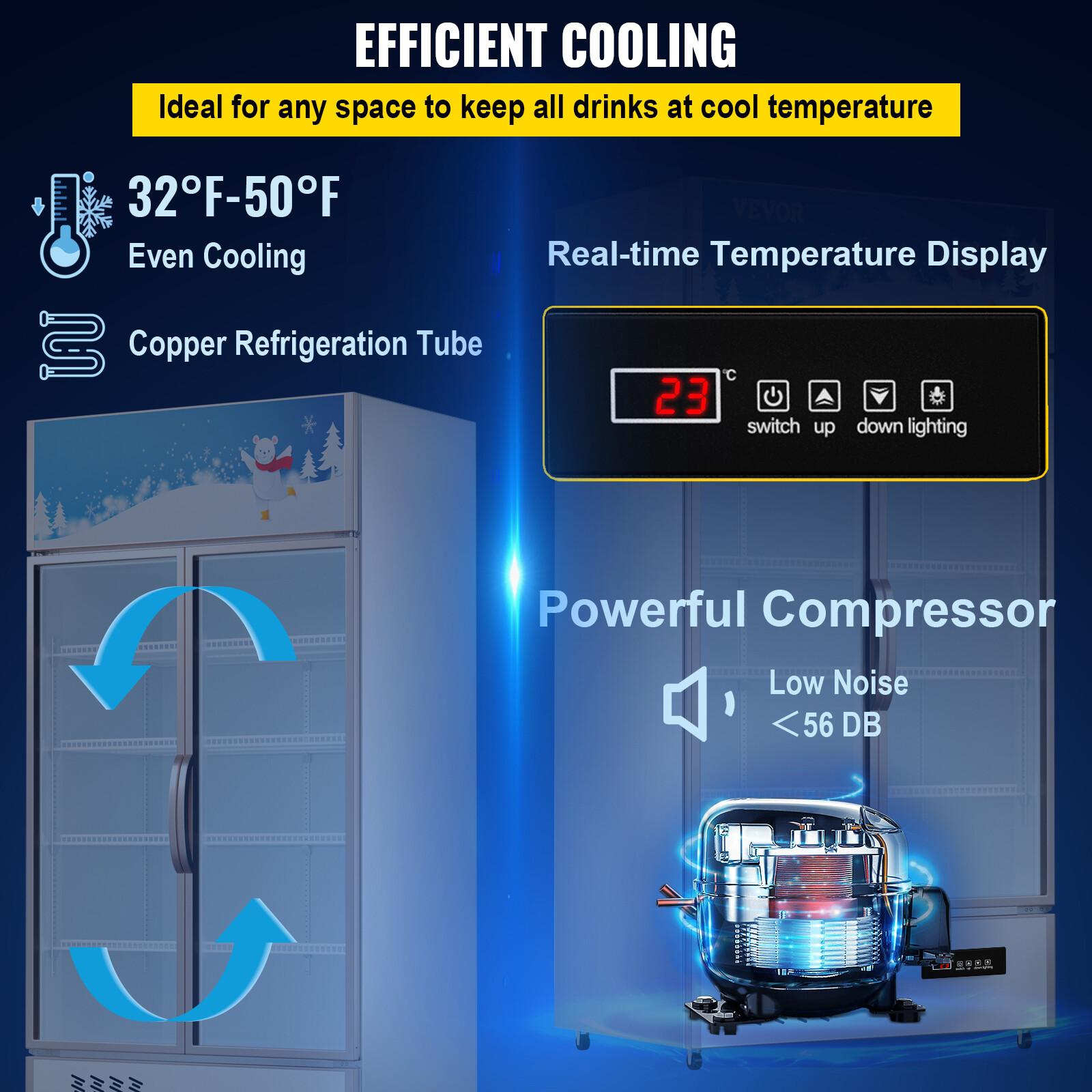 23 Cu.Ft. Commercial Merchandiser Refrigerator Beverage Cooler 2 Glass Doors 40″