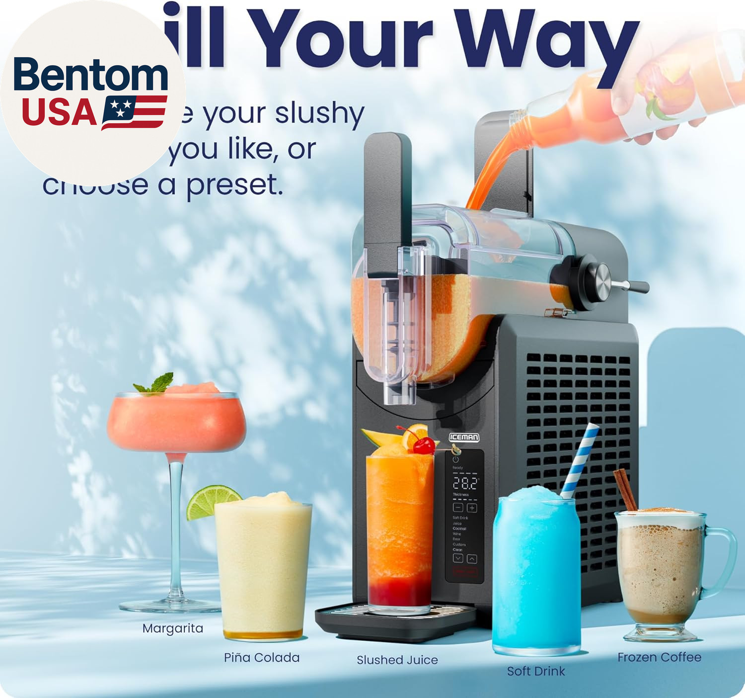 by Chefman Slush-Ease 68Oz Slushie Machine, 48Oz Liquid Capacity Frozen Drink Ma